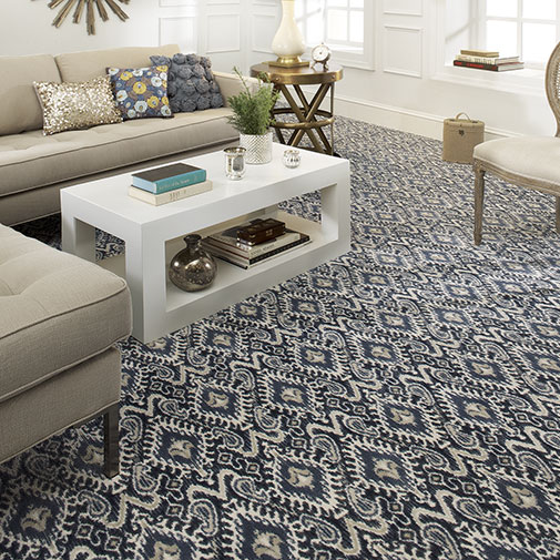 Artisan is a large scale Ikat pattern inspired by the handcrafted textiles of Central Asia.